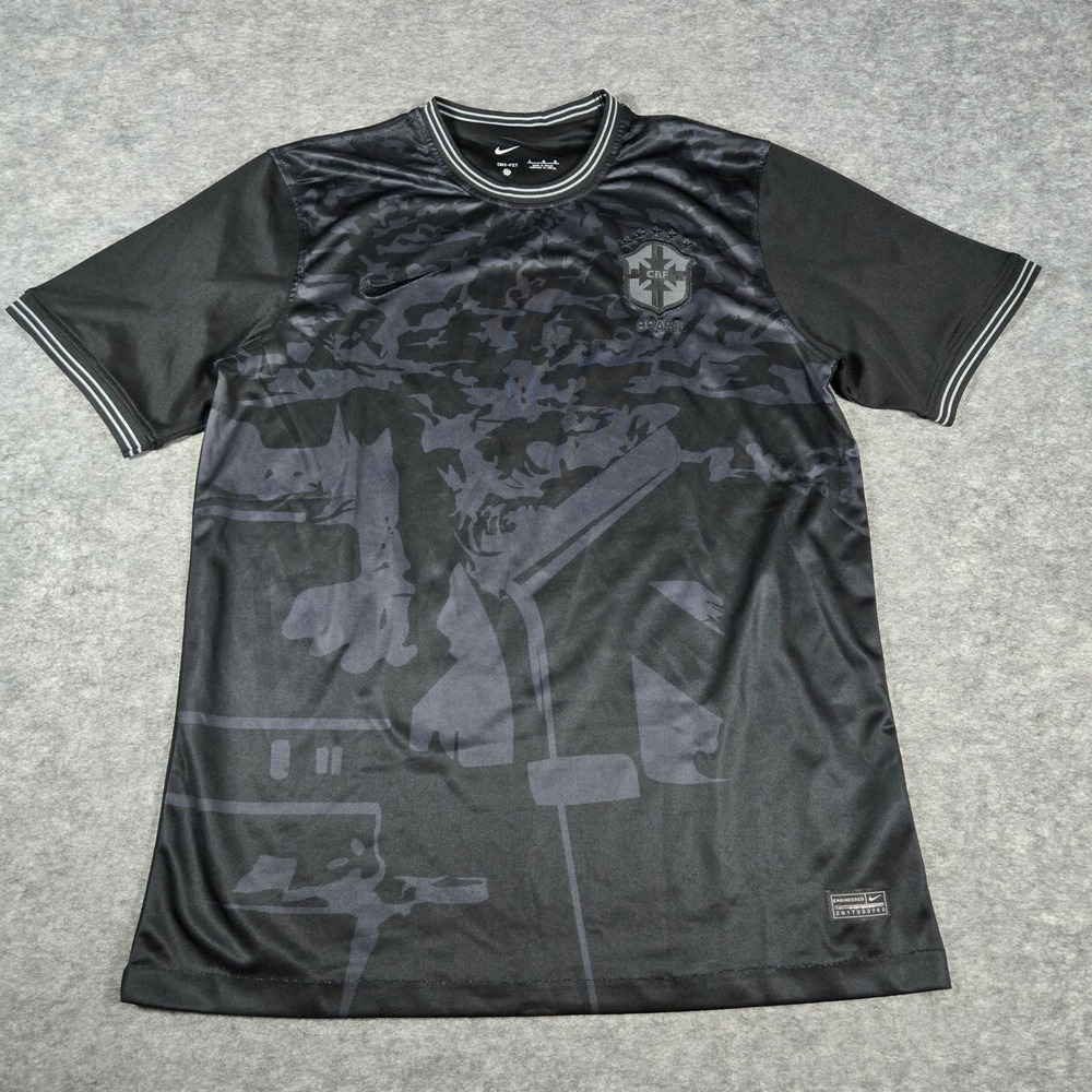 Nike Mens Black Brazil CBF Camo Dri-FIT Soccer Jersey L